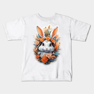 Cute Rabbit Head With Fantasy Flowers Splash Kids T-Shirt